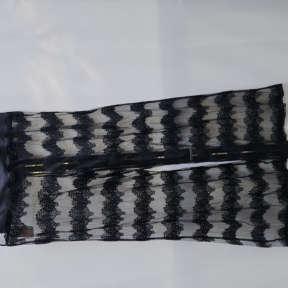 Black Mesh Lace Skull Highrise Wide Leg Pull-on Flowy Whimsigoth Pants